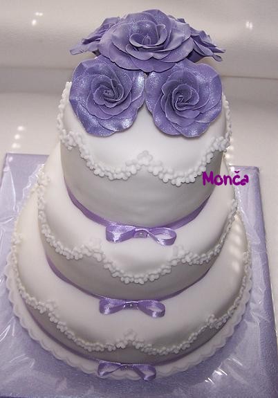 Svatební sada fialková - hlavní dort